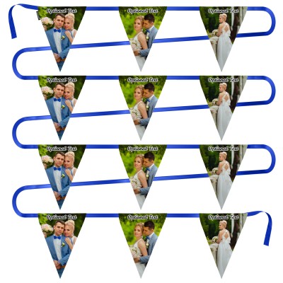 - 5 Metres with 12 Triangle Flags (28cm) Mock Suede Polyester Fabric (Personalised with Text)