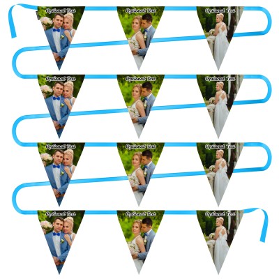 - 5 Metres with 12 Triangle Flags (28cm) Mock Suede Polyester Fabric (Personalised with Text)