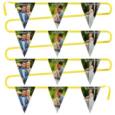 - 5 Metres with 12 Triangle Flags (28cm) Mock Suede Polyester Fabric (Personalised with Text)