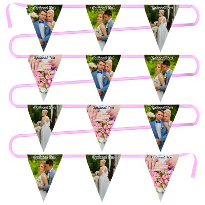 - 5 Metres with 12 Triangle Flags (28cm) Mock Suede Polyester Fabric (Personalised with Text)