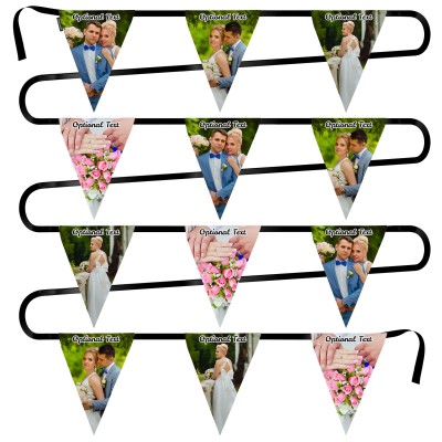 - 5 Metres with 12 Triangle Flags (28cm) Mock Suede Polyester Fabric (Personalised with Text)