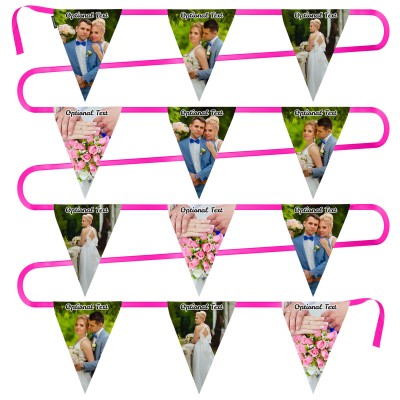 - 5 Metres with 12 Triangle Flags (28cm) Mock Suede Polyester Fabric (Personalised with Text)