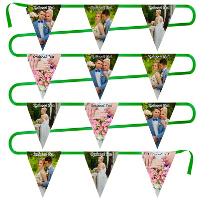 - 5 Metres with 12 Triangle Flags (28cm) Mock Suede Polyester Fabric (Personalised with Text)