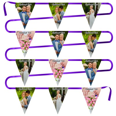- 5 Metres with 12 Triangle Flags (28cm) Mock Suede Polyester Fabric (Personalised with Text)