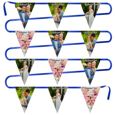 - 5 Metres with 12 Triangle Flags (28cm) Mock Suede Polyester Fabric (Personalised with Text)