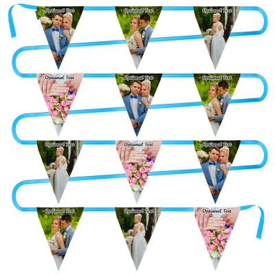 - 5 Metres with 12 Triangle Flags (28cm) Mock Suede Polyester Fabric (Personalised with Text)