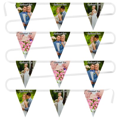 - 5 Metres with 12 Triangle Flags (28cm) Mock Suede Polyester Fabric (Personalised with Text)