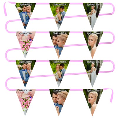 - 5 Metres with 12 Triangle Flags (28cm) Mock Suede Polyester Fabric (Personalised with Text)