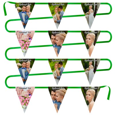 - 5 Metres with 12 Triangle Flags (28cm) Mock Suede Polyester Fabric (Personalised with Text)