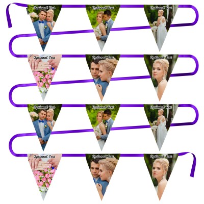 - 5 Metres with 12 Triangle Flags (28cm) Mock Suede Polyester Fabric (Personalised with Text)