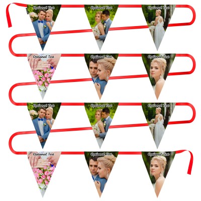 - 5 Metres with 12 Triangle Flags (28cm) Mock Suede Polyester Fabric (Personalised with Text)