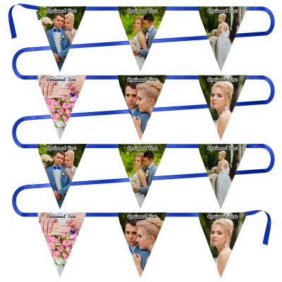- 5 Metres with 12 Triangle Flags (28cm) Mock Suede Polyester Fabric (Personalised with Text)