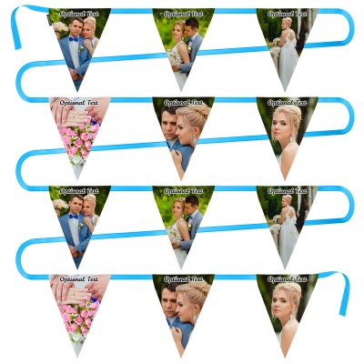 - 5 Metres with 12 Triangle Flags (28cm) Mock Suede Polyester Fabric (Personalised with Text)