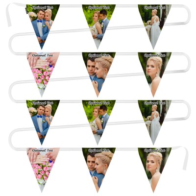 - 5 Metres with 12 Triangle Flags (28cm) Mock Suede Polyester Fabric (Personalised with Text)