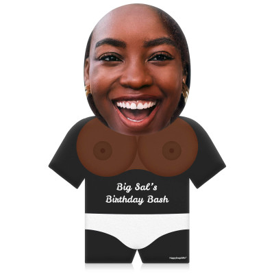 (35cm) Boobs Theme (Dark Skin Tone) Black Soft Velvet Polyester Fabric (Personalised with Text)