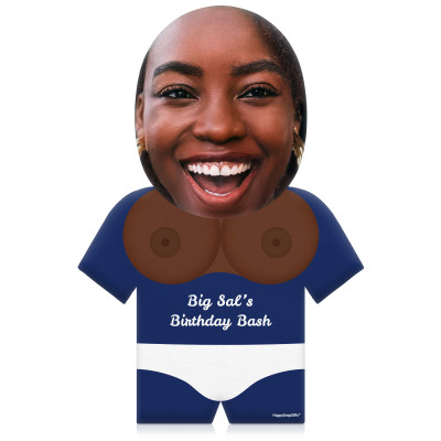 (50cm) Boobs Theme (Dark Skin Tone) Navy Blue Soft Velvet Polyester Fabric (Personalised with Text)