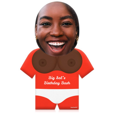 (50cm) Boobs Theme (Dark Skin Tone) Red Soft Velvet Polyester Fabric (Personalised with Text)