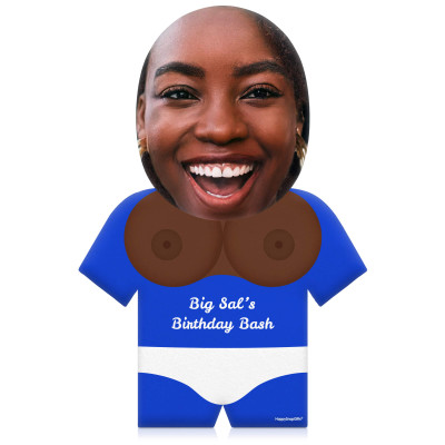 (50cm) Boobs Theme (Dark Skin Tone) Royal Blue Soft Velvet Polyester Fabric (Personalised with Text)
