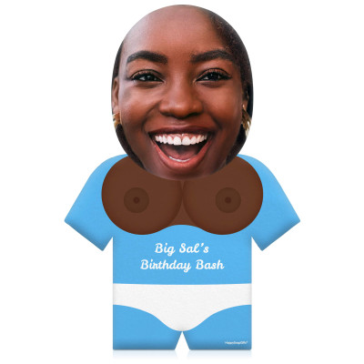 (50cm) Boobs Theme (Dark Skin Tone) Sky Blue Soft Velvet Polyester Fabric (Personalised with Text)