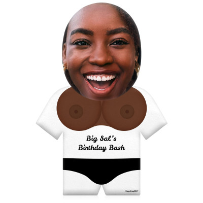 (50cm) Boobs Theme (Dark Skin Tone) White Soft Velvet Polyester Fabric (Personalised with Text)
