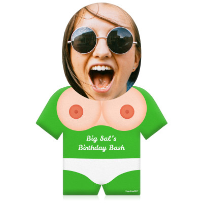 (50cm) Boobs Theme (Light Skin Tone) Bright Green Soft Velvet Polyester Fabric (Personalised with Text)