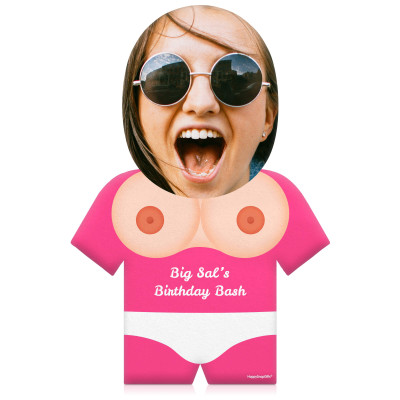(50cm) Boobs Theme (Light Skin Tone) Hot Pink (Fuchsia) Soft Velvet Polyester Fabric (Personalised with Text)