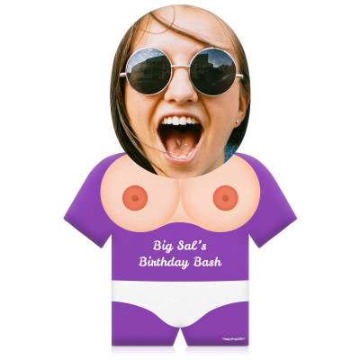 (50cm) Boobs Theme (Light Skin Tone) Purple Soft Velvet Polyester Fabric (Personalised with Text)