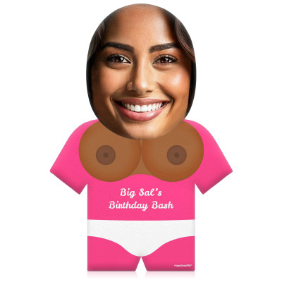 (50cm) Boobs Theme (Mid Skin Tone) Hot Pink (Fuchsia) Soft Velvet Polyester Fabric (Personalised with Text)