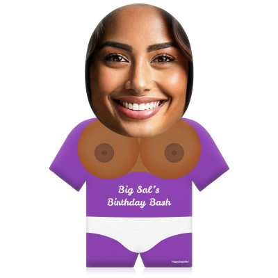 (35cm) Boobs Theme (Mid Skin Tone) Purple Soft Velvet Polyester Fabric (Personalised with Text)