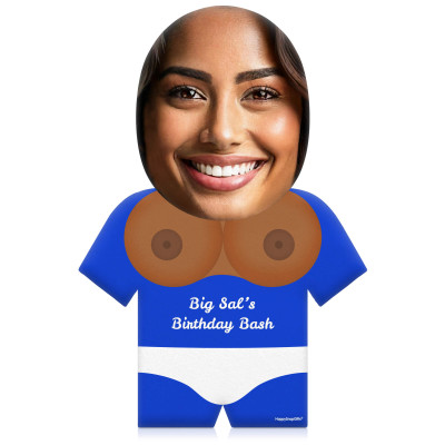 (50cm) Boobs Theme (Mid Skin Tone) Royal Blue Soft Velvet Polyester Fabric (Personalised with Text)