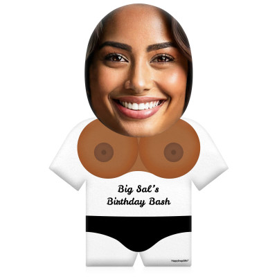 (50cm) Boobs Theme (Mid Skin Tone) White Soft Velvet Polyester Fabric (Personalised with Text)