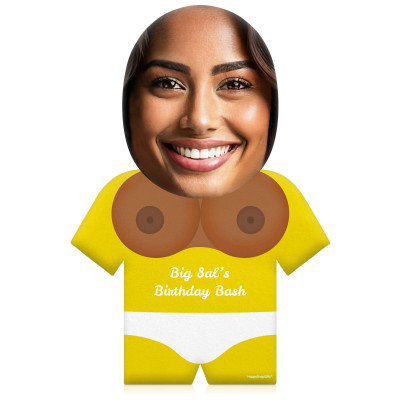 (50cm) Boobs Theme (Mid Skin Tone) Yellow Soft Velvet Polyester Fabric (Personalised with Text)