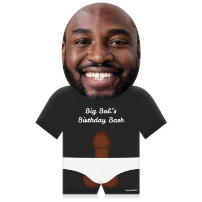 (50cm) Penis Theme (Dark Skin Tone) Black Soft Velvet Polyester Fabric (Personalised with Text)