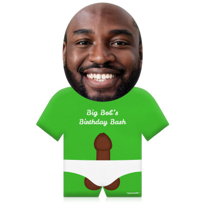 (50cm) Penis Theme (Dark Skin Tone) Bright Green Soft Velvet Polyester Fabric (Personalised with Text)