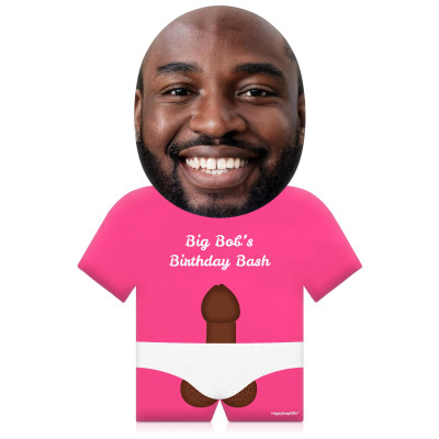 (35cm) Penis Theme (Dark Skin Tone) Hot Pink (Fuchsia) Soft Velvet Polyester Fabric (Personalised with Text)