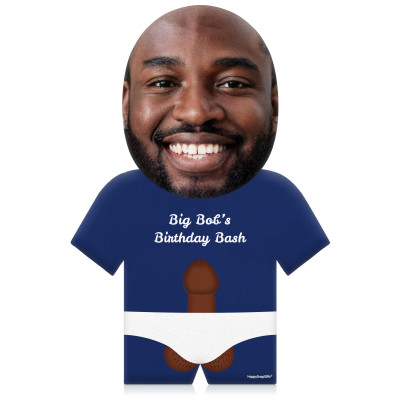 (50cm) Penis Theme (Dark Skin Tone) Navy Blue Soft Velvet Polyester Fabric (Personalised with Text)
