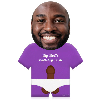 (50cm) Penis Theme (Dark Skin Tone) Purple Soft Velvet Polyester Fabric (Personalised with Text)