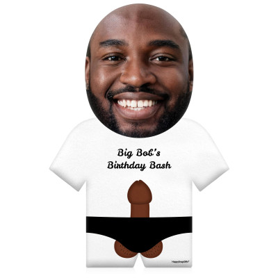 (50cm) Penis Theme (Dark Skin Tone) White Soft Velvet Polyester Fabric (Personalised with Text)