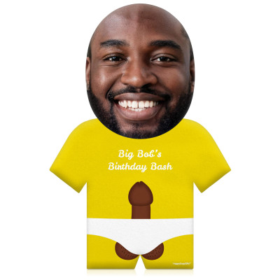 (35cm) Penis Theme (Dark Skin Tone) Yellow Soft Velvet Polyester Fabric (Personalised with Text)