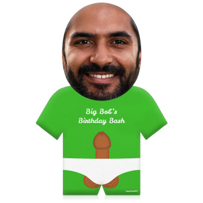 (50cm) Penis Theme (Mid Skin Tone) Bright Green Soft Velvet Polyester Fabric (Personalised with Text)