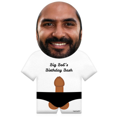(50cm) Penis Theme (Mid Skin Tone) White Soft Velvet Polyester Fabric (Personalised with Text)
