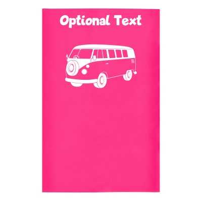 Small (35cm x 22cm) (Camper Van Icon) Hot Pink (Fuchsia) - Stretch Polyester (Personalised with Text)