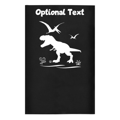 Small (35cm x 22cm) with Dinosaur Icon Black - Stretch Polyester (Personalised with Text)