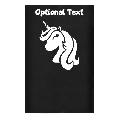 Small (35cm x 22cm) (Unicorn Icon) Black - Stretch Polyester (Personalised with Text)