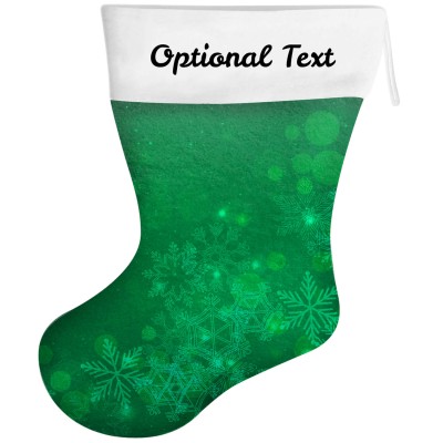 (55cm) - Snowflakes on Green Design Soft Velvet Polyester Fabric (Personalised with Text)