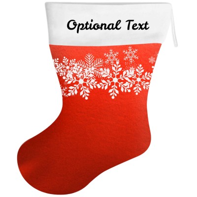 (55cm) - Snowflakes on Red Design Soft Velvet Polyester Fabric (Personalised with Text)