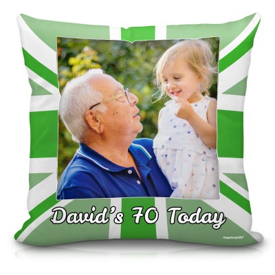 (25cm Square) Green Soft Velvet Polyester Fabric (Personalised with Text)