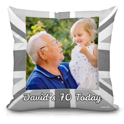 (25cm Square) Grey Soft Velvet Polyester Fabric (Personalised with Text)