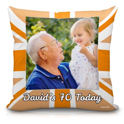 (25cm Square) Orange Soft Velvet Polyester Fabric (Personalised with Text)
