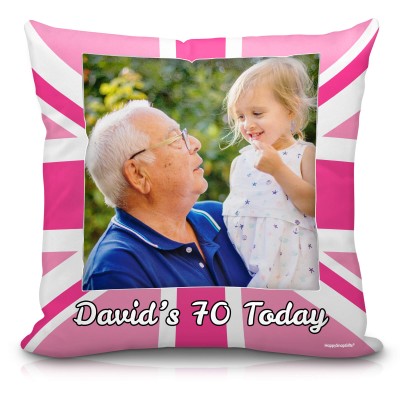 (25cm Square) Pink Soft Velvet Polyester Fabric (Personalised with Text)
